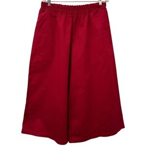 Taylor Jay Red Wide Leg Culotte Pants High Waist Elastic Cotton Twill Size M